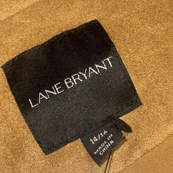 NWT PLUS LANE BRYANT Tucson Tan Faux Vegan Suede Stretch Moto Jacket Sz 14/16 - Picture 7 of 10